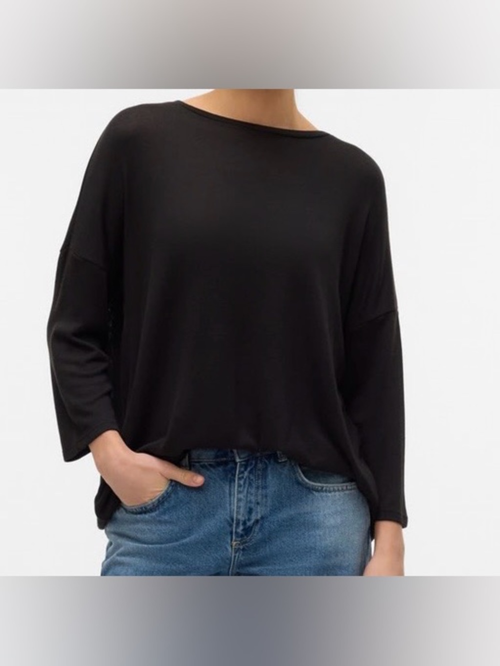 Vero Moda Curve Knit 3/4 Sleeve Vmbrianna Pullover - Black, Size 1X
